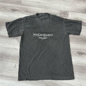 Yves Saint Laurent Charcoal Tee with White Logo